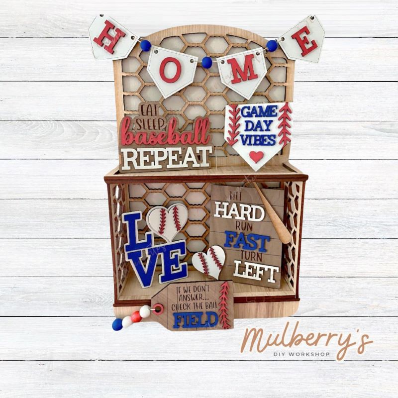 Our six-piece baseball/softball tiered tray set can be purchased as a set or as individual pieces.