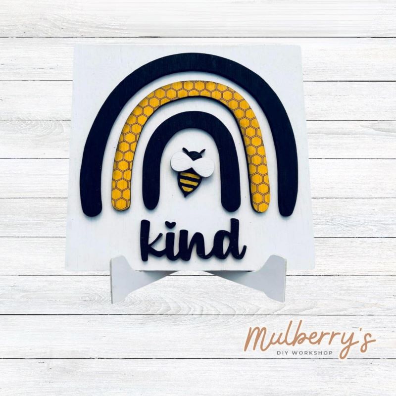 Our sweet bee kind rainbow is approximately 8.5" tall by 8.5" wide. Optional stand is available.