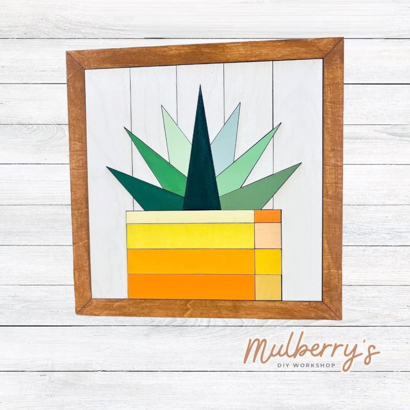 Our succulent barn quilt is approximately 10.5" tall. Optional stand is available.