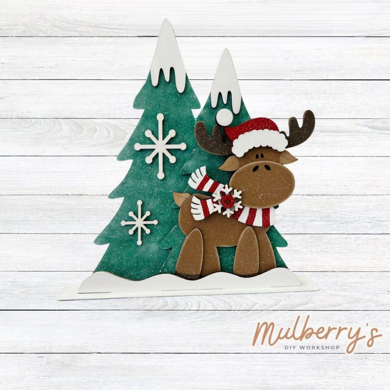 Need a new Christmas seasonal piece to spice up your decor? Look no further! Our new Christmas reindeer stand-up shelf sitter is here and ready for you to paint! This adorable fella measures approximately 7" wide by 11" tall. Includes a stand.