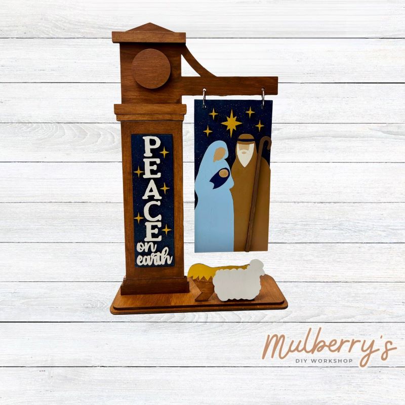 Our interchangeable mega post is so versatile! It's roughly 18.5" tall by 10.5" wide. Swap out different inserts throughout the year.
This is a set for the interchangeable mega post and Christmas religious inserts.