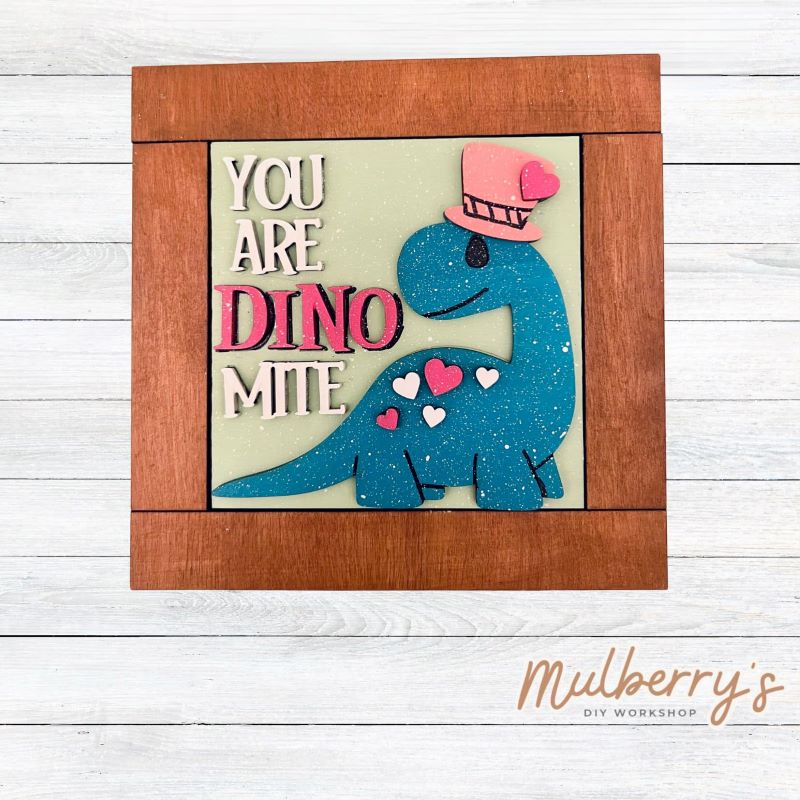 Our interchangeable square frame is the perfect way to display the different seasonal and holiday decorative tiles! Choose your favorite valentine dino decorative tile to display inside! This listing includes the base and choice of one valentine dino insert. Approximately 6" in diameter.