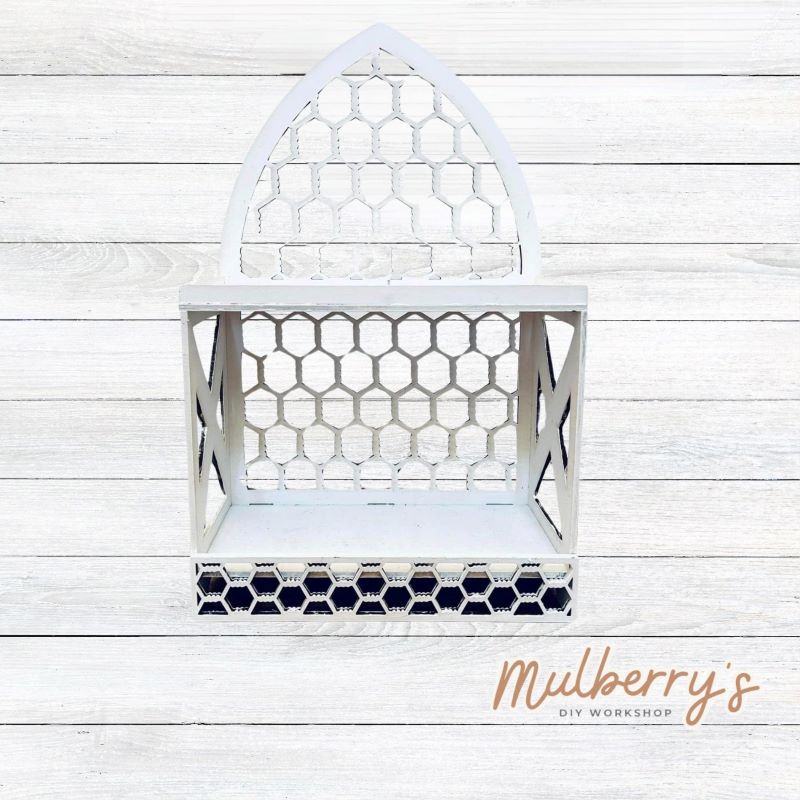 Our farmhouse tiered tray display stand is approximately 18" tall by 12" wide and correponds nicely with a chosen seasonal/holiday tiered tray set.