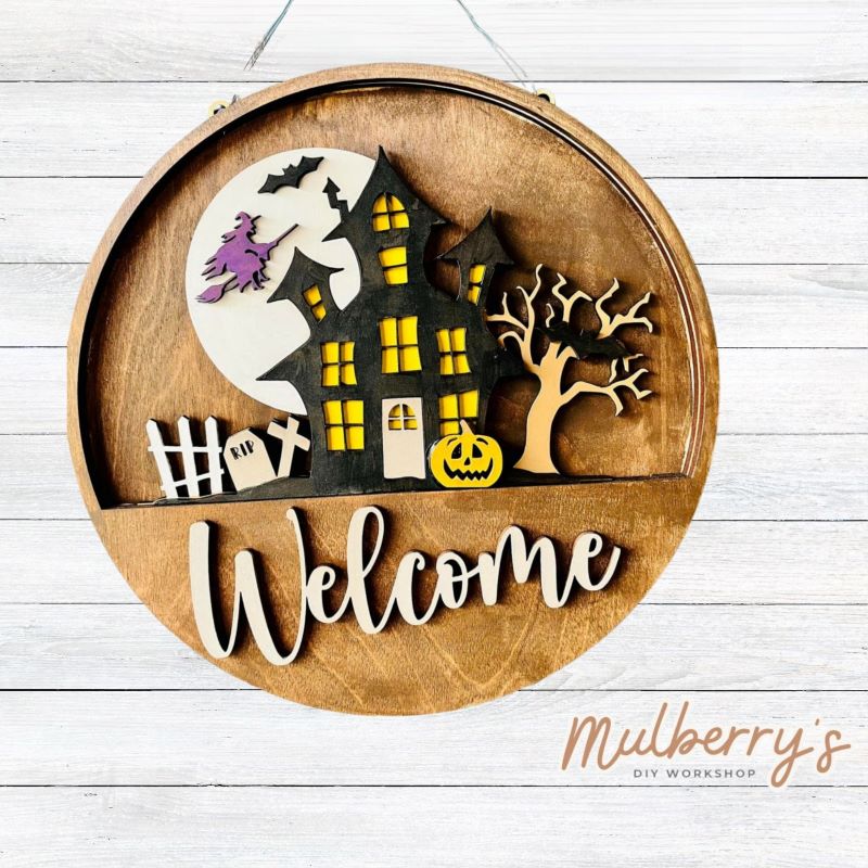 Haunted House Insert for Interchangeable Welcome Door Hanger