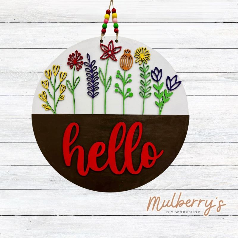 Wildflowers 18" Door Hanger