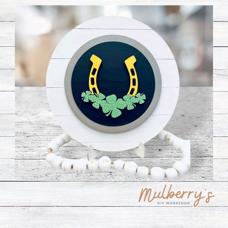 We love our mini interchangeable plate with stand! It's approximately 8-inches is diameter and can display your favorite seasonal/holiday insert. This set includes mini interchangeable plate with stand and horseshoe insert.