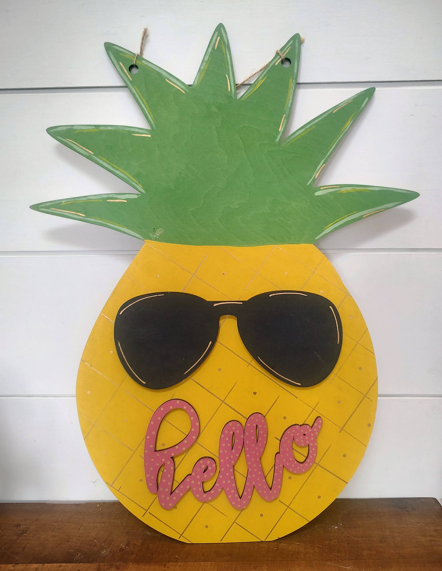 PAINTED "Summer Pineapple" Door Hanger