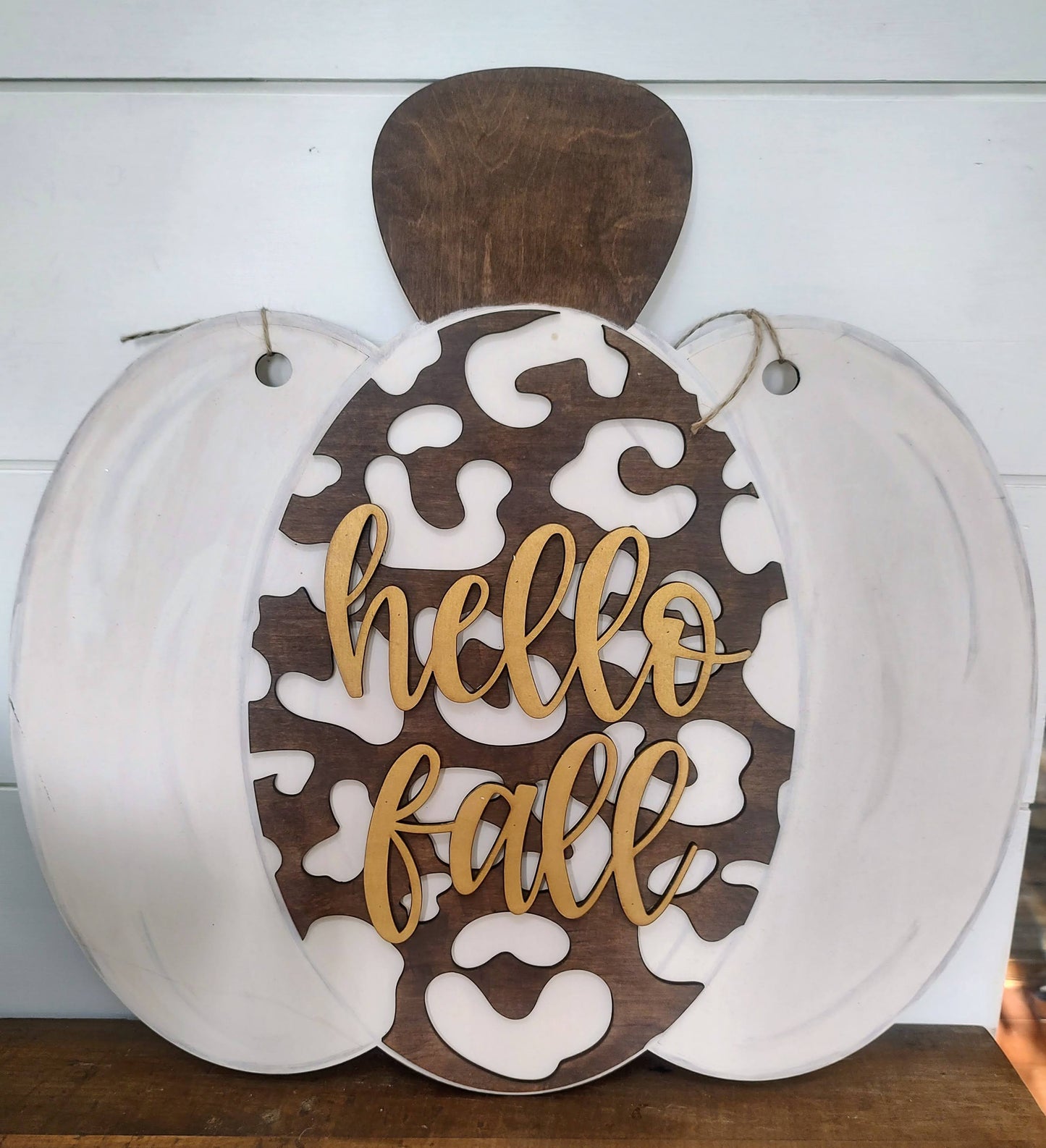 PAINTED "Hello Pumpkin Cheetah Pumpkin" Door Hanger
