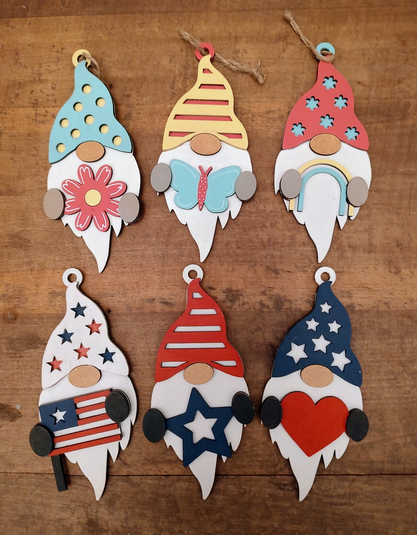 PAINTED Seasonal Gnome Ornament Sets