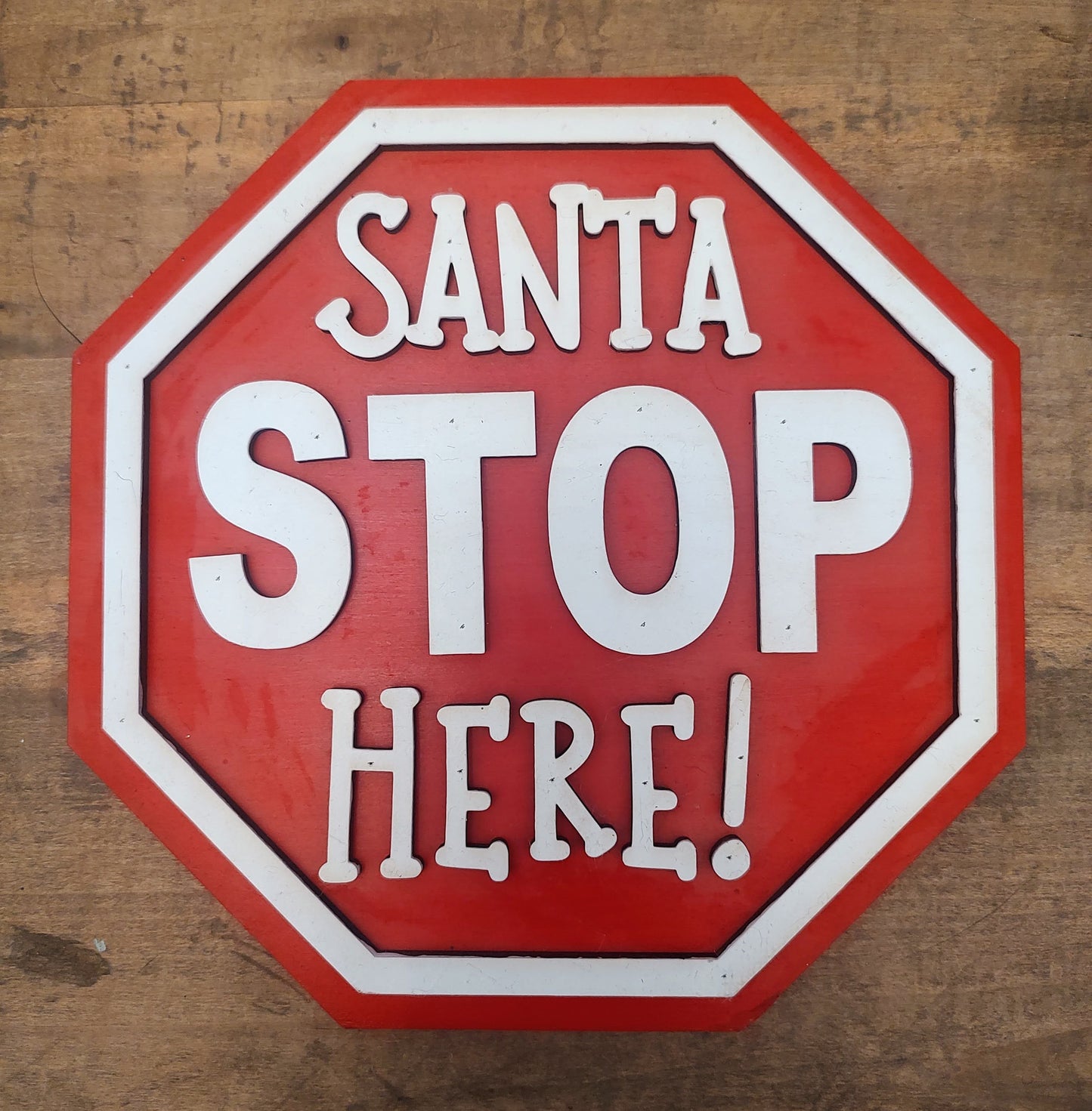 PAINTED Santa Stop Sign