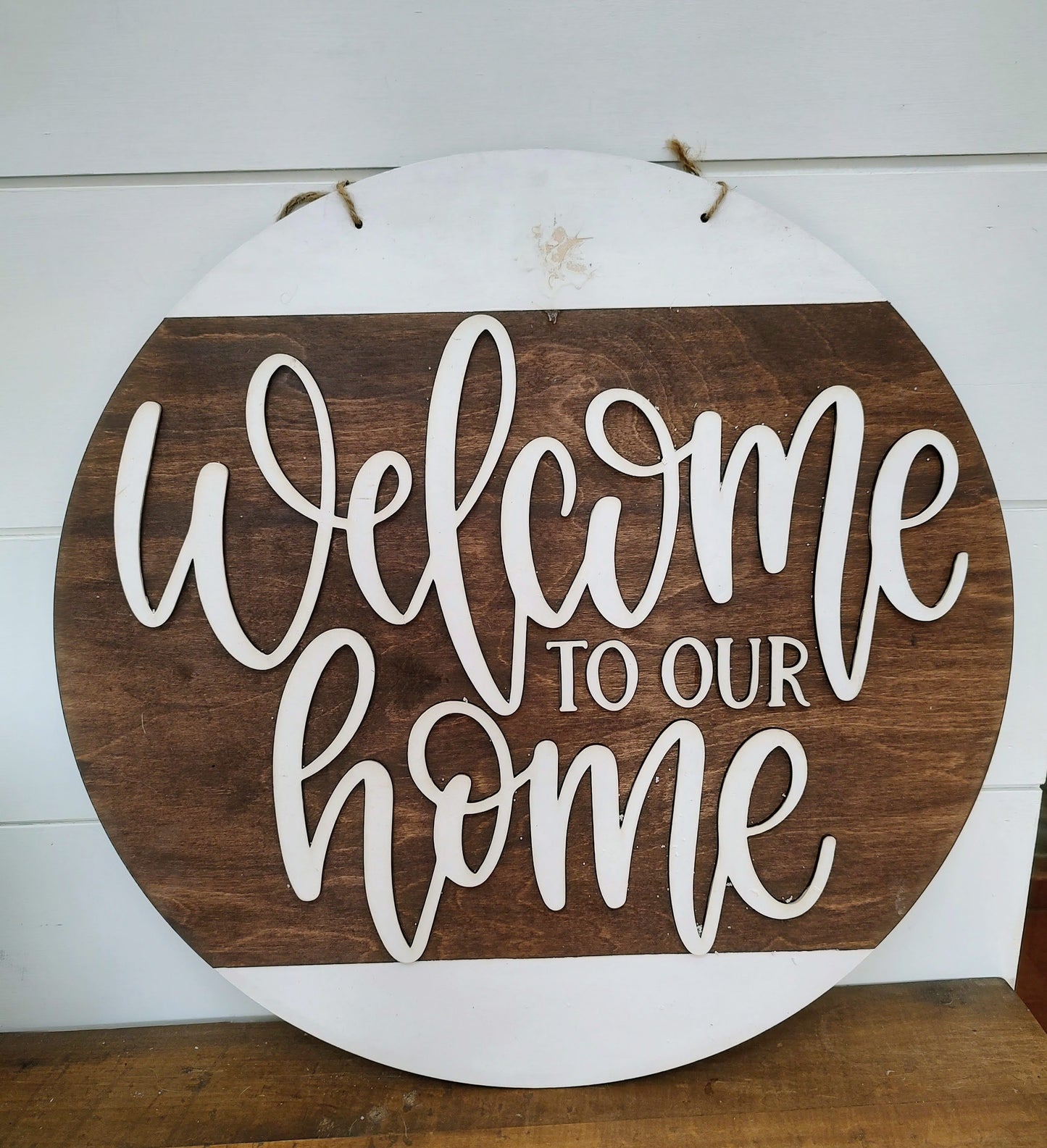 PAINTED Welcome to Our Home 22" Door Hanger