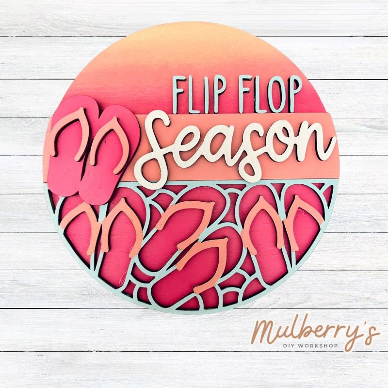 Decorate your home with our 7.5-inch Flip Flop Season insert. Our inserts may be displayed solo or with our interchangeable plate stand, which is sold separately.