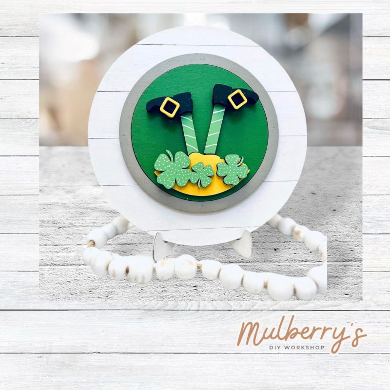 We love our mini interchangeable plate with stand! It's approximately 8-inches is diameter and can display your favorite seasonal/holiday insert. This set includes mini interchangeable plate with stand and leprechaun insert.