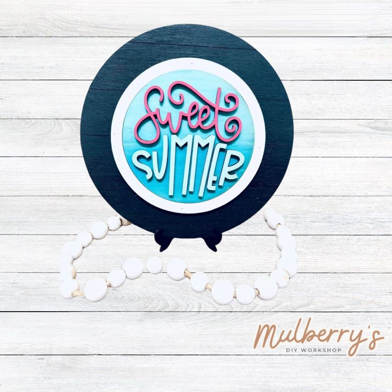We love our mini interchangeable plate with stand! It's approximately 8-inches is diameter and can display your favorite seasonal/holiday insert. This set includes mini interchangeable plate with stand and sweet summer insert.