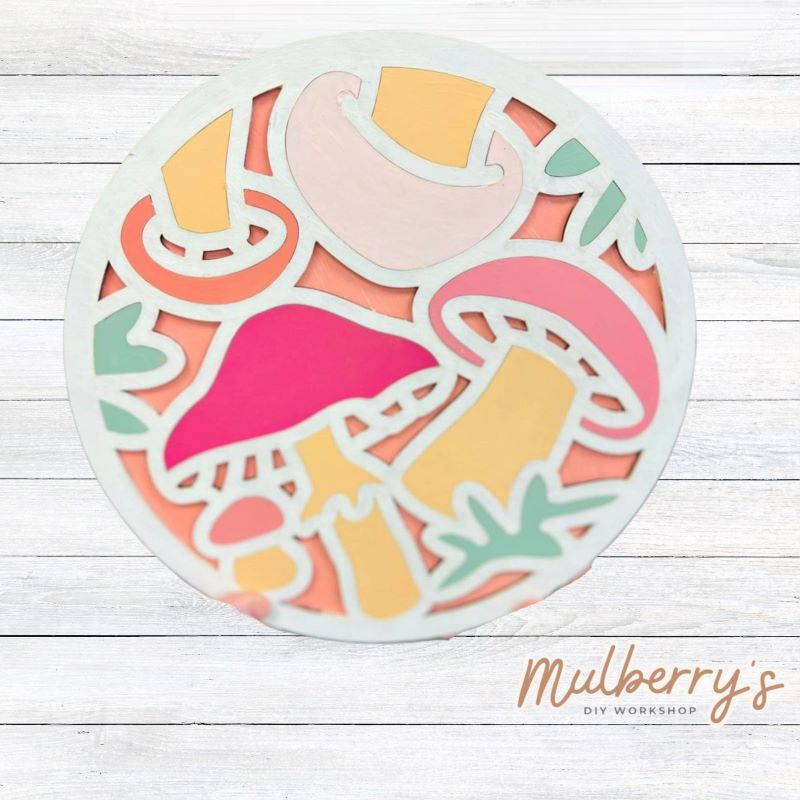 Our mushroom round is fungi-tastic! Approximately 10" tall. Optional stand is available.