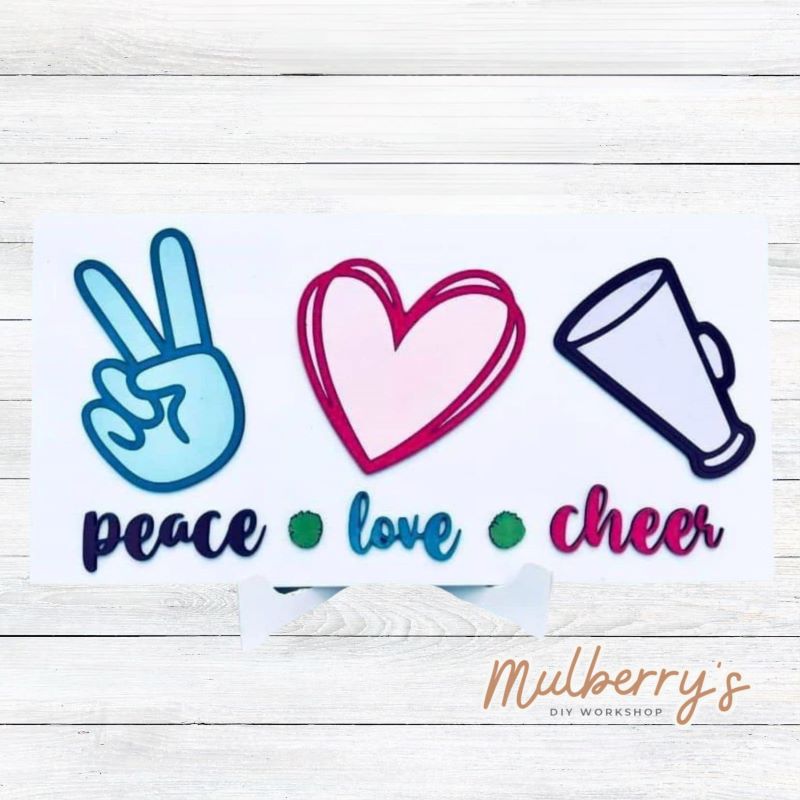 This is the perfect sign for your cheerleader's room! Approximately 14" wide by 7" tall. Optional stand is available.