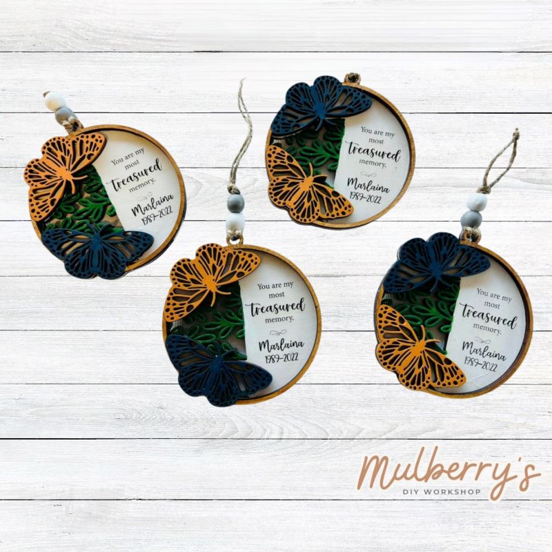 Our personalized butterfly remembrance ornaments are the perfect way to honor a special person in your life. Each are approximately 5" tall.