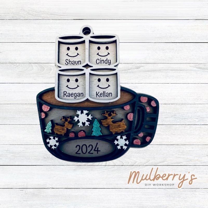 Our personalized marshmellow ornament is the perfect ornament for your tree! Approximately 3-5" tall. You can have up to 12 marshmellows.