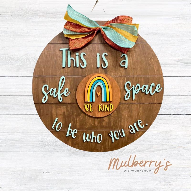 Make your students feel safe with our 22" safe space door hanger! Includes the Be Kind insert.