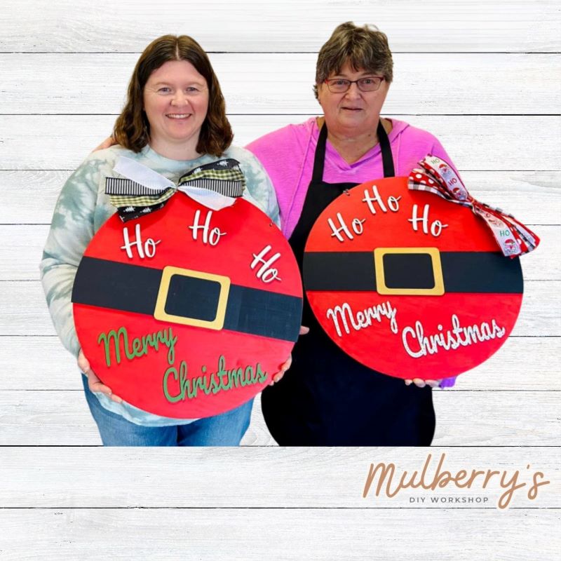 Ho Ho Ho! Welcome Santa with our "Santa Ho Ho Ho" 18" door hanger!