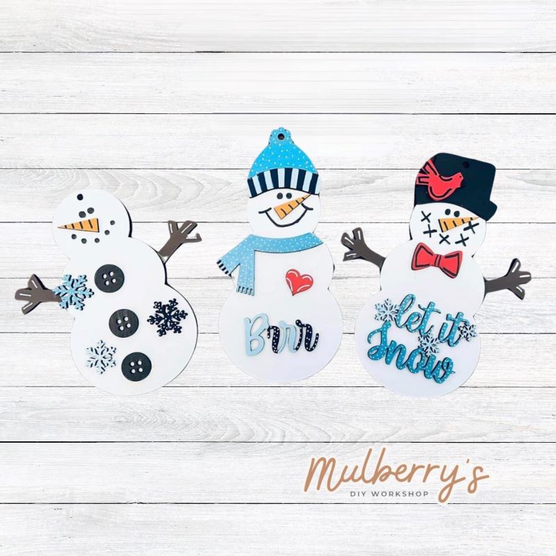 Needing a boredom buster for a snow day? We have you covered with these adorable snowman ornaments! Approximately 6" tall.