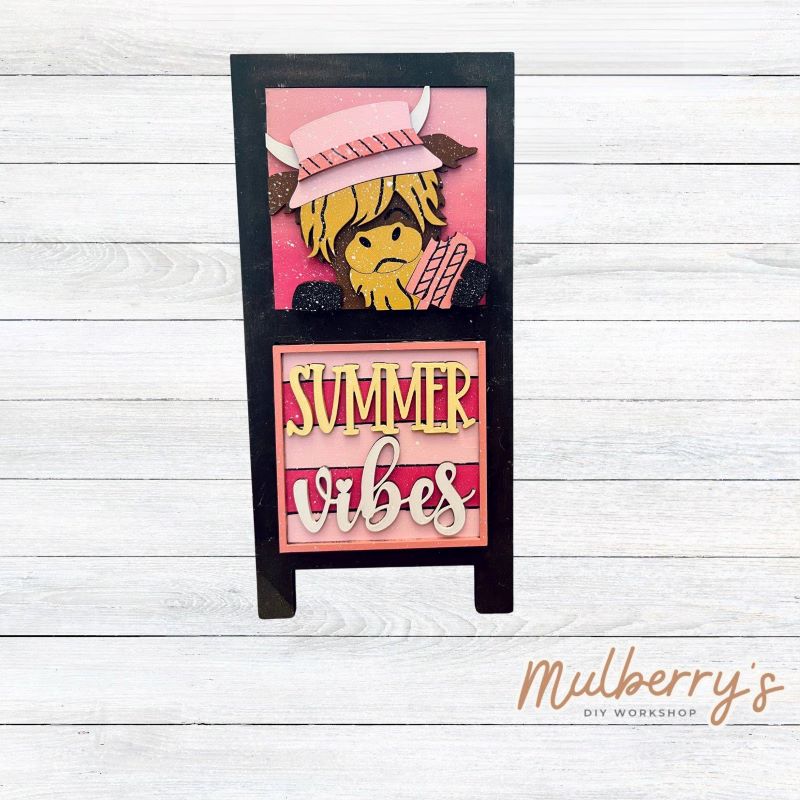 Summer Highland Cow 4x4 Decorative Tiles