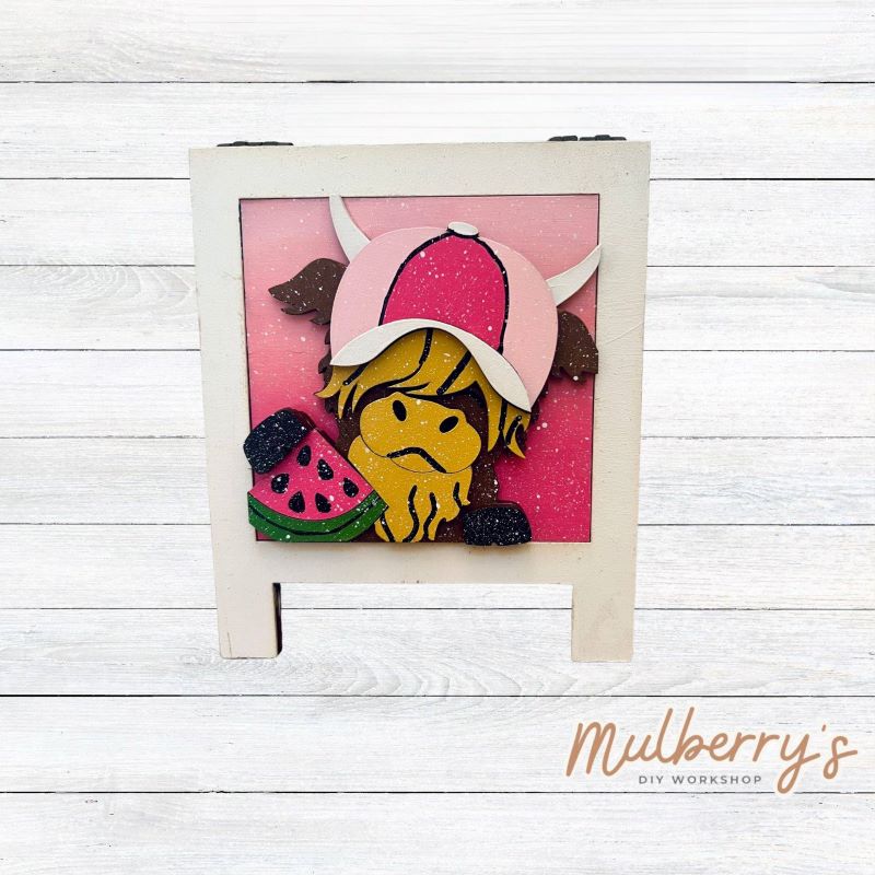 Summer Highland Cow 4x4 Decorative Tiles
