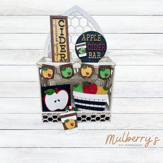 Our six-piece apple tiered tray set can be purchased as a set or as individual pieces.
