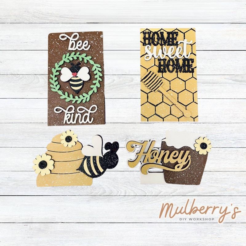 Our Bee inserts are so versatile! Display them individually or in our interchangeable single/double cottages! Single cottages can only display one insert, while double cottages can display both.