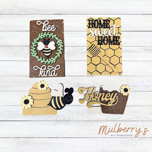 Our Bee inserts are so versatile! Display them individually or in our interchangeable single/double cottages! Single cottages can only display one insert, while double cottages can display both.
