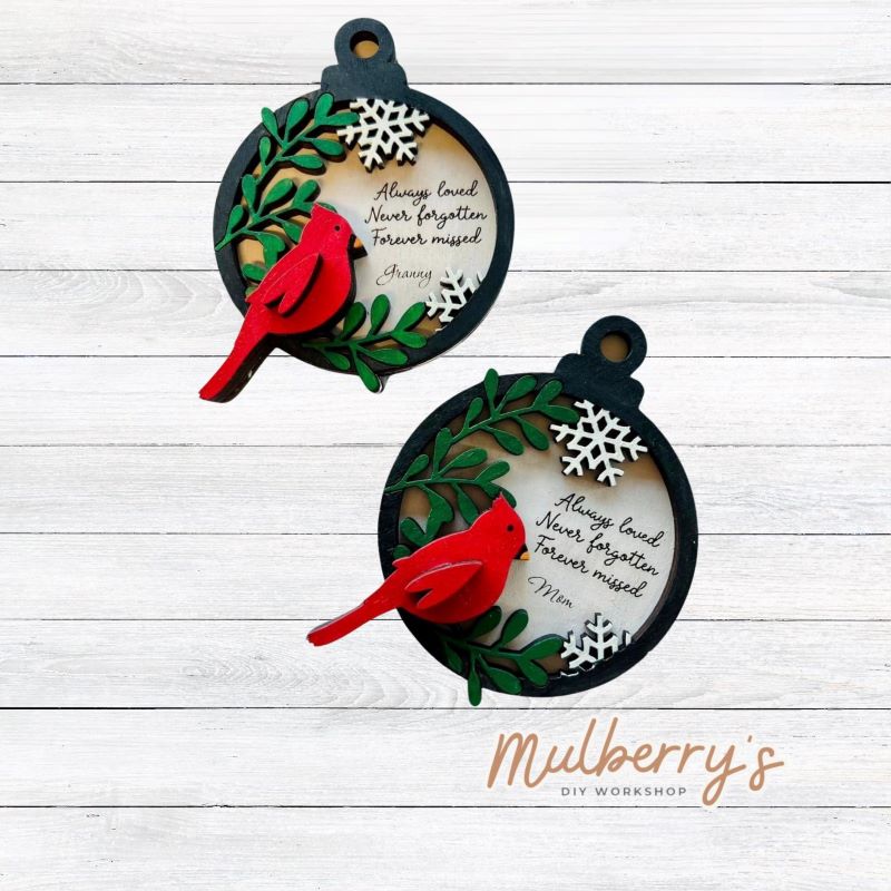 Personalized Multilayered Cardinal Ornaments – Mulberry's DIY Workshop