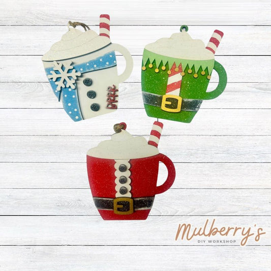 Our Christmas cocoa cup ornmanets are super cute and would make the perfect addition to your tree! Approximately 4.5" tall.