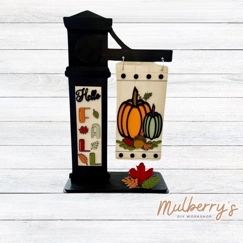 Our interchangeable mega post is so versatile! It's roughly 18.5" tall by 10.5" wide. Swap out different inserts throughout the year. This is a set for the interchangeable mega post and fall inserts.