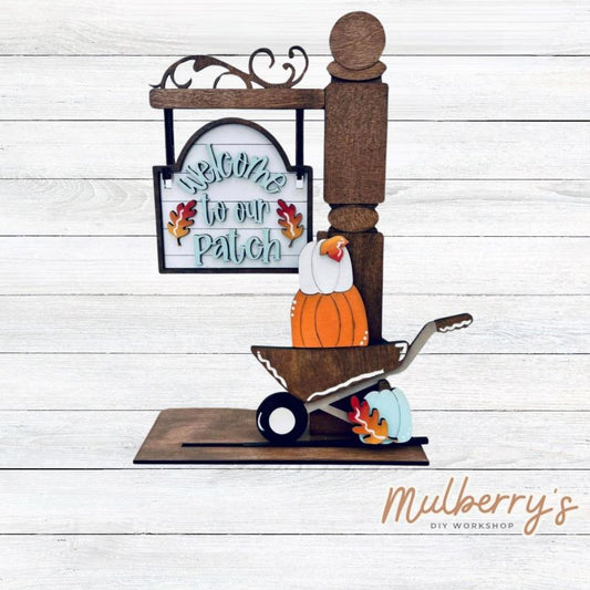 Our interchangeable mini post is so versatile! It's roughly 15" tall by 10" wide. Swap out different inserts throughout the year. This is a set for the interchangeable mini post and fall inserts.