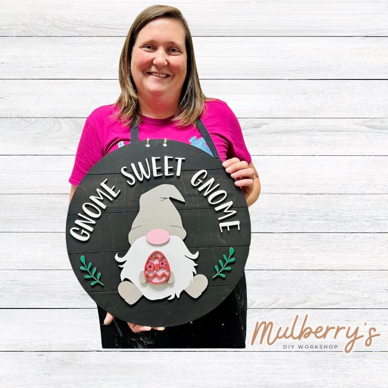 Gnome Sweet Gnome Interchangeable 18" Door Hanger with Christmas Insert