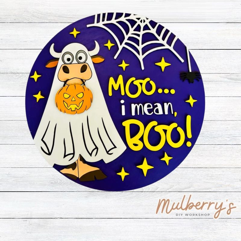 Our halloween cow 18" door hanger is mootasic!