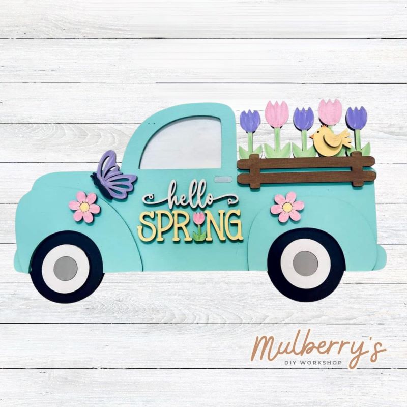 Hello Spring Tractor Hello Spring Farmhouse Truck Shelf Sitter – Mulberry's DIY Workshop