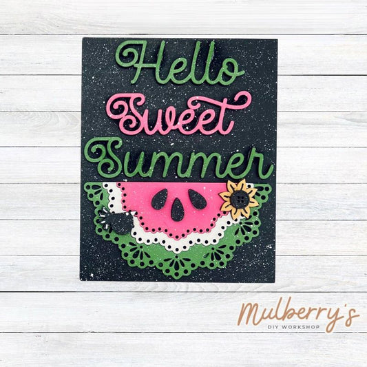 Our hello sweet summer insert goes perfectly with our interchangeable rectangle frame, which is sold separately.