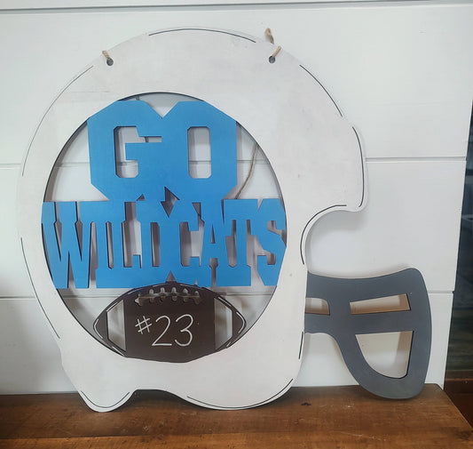 PAINTED "Go Wildcats Football Helmet" Door Hanger