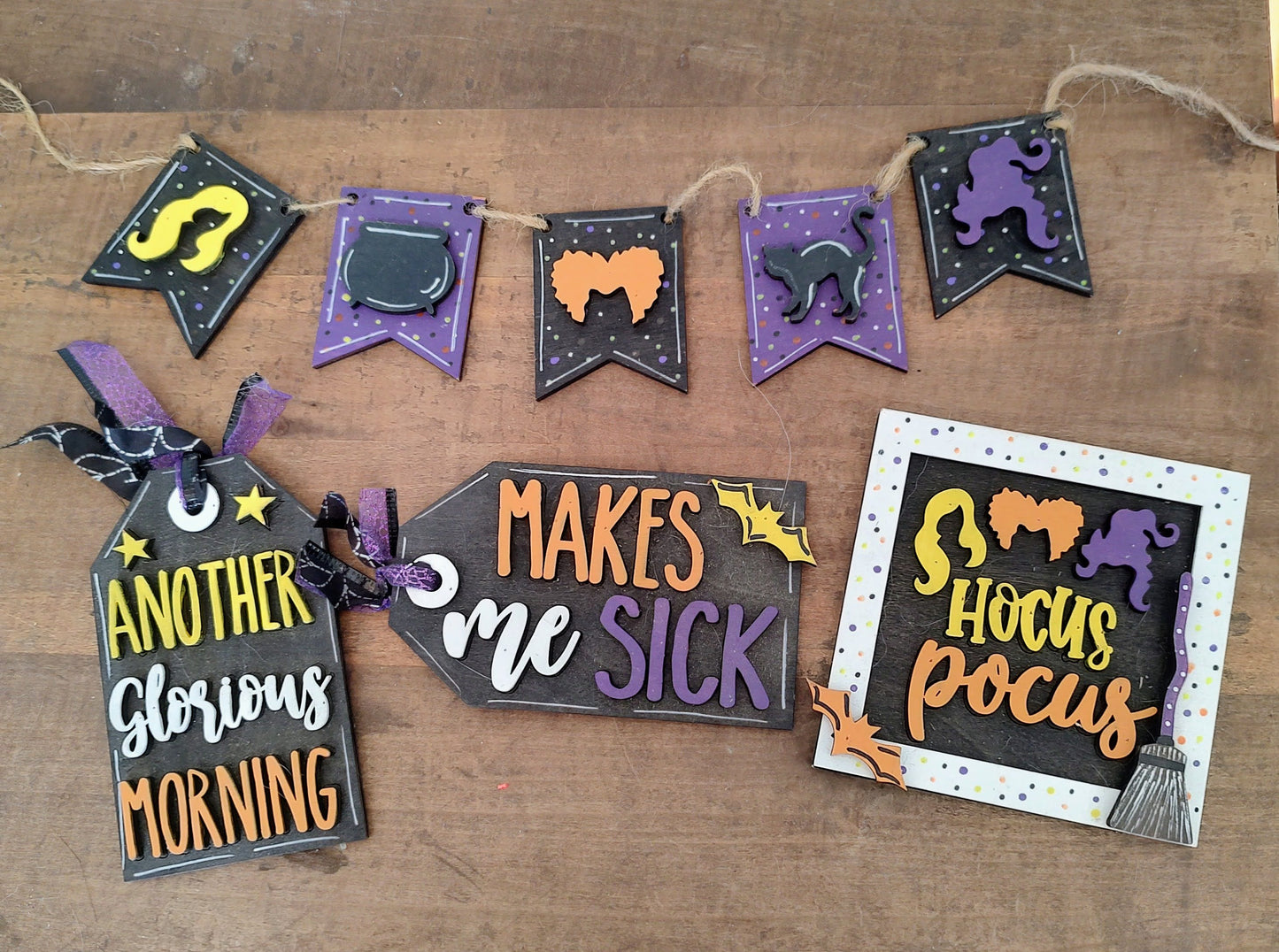 PAINTED Retired Hocus Pocus Tiered Tray Set