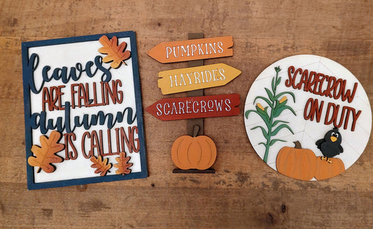 PAINTED Fall Tiered Tray Set