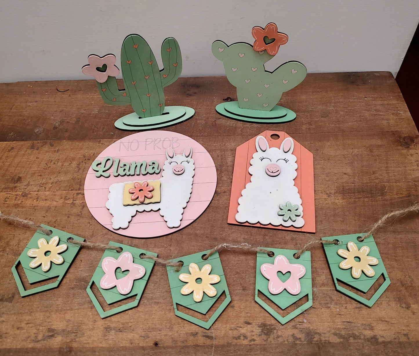PAINTED Llama Tiered Tray Set