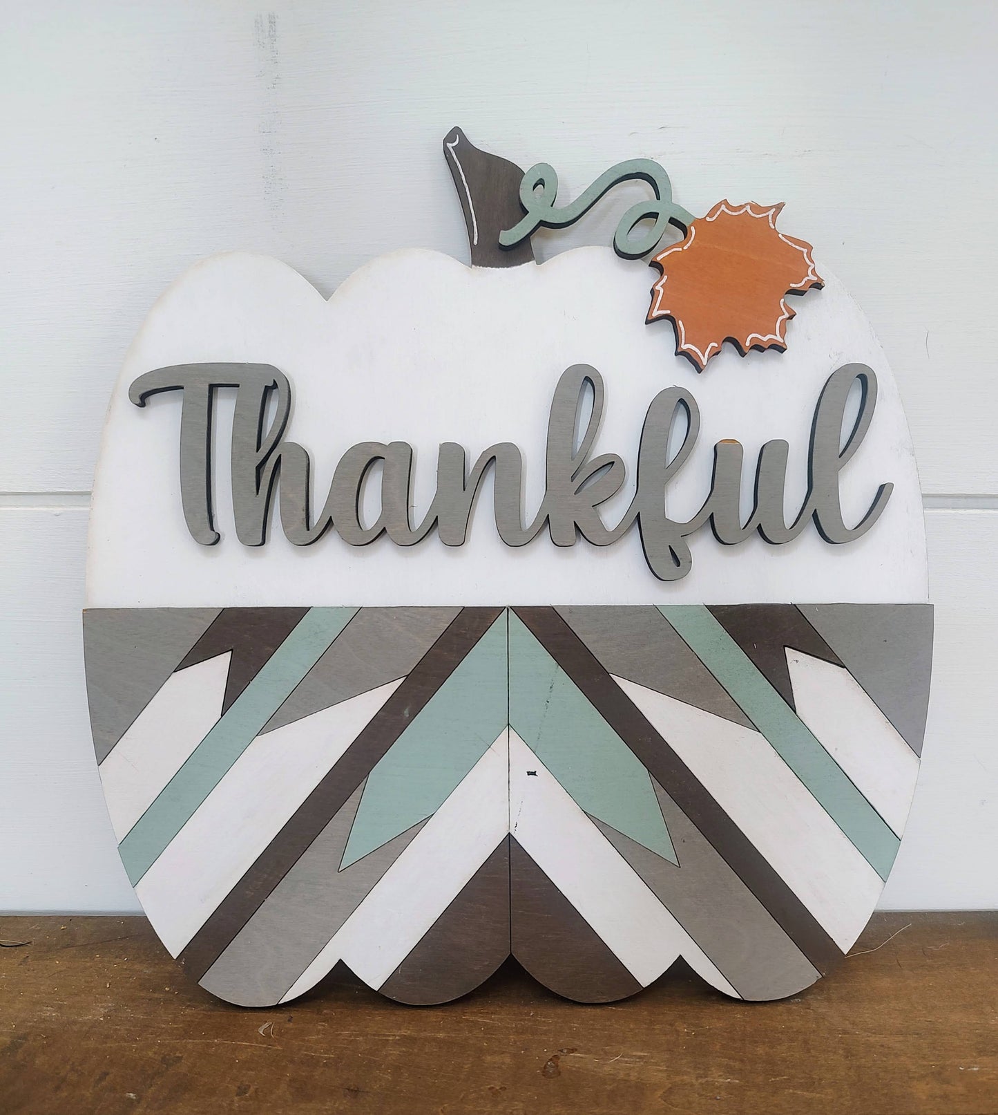 PAINTED Thankful Barn Quit Pumpkin