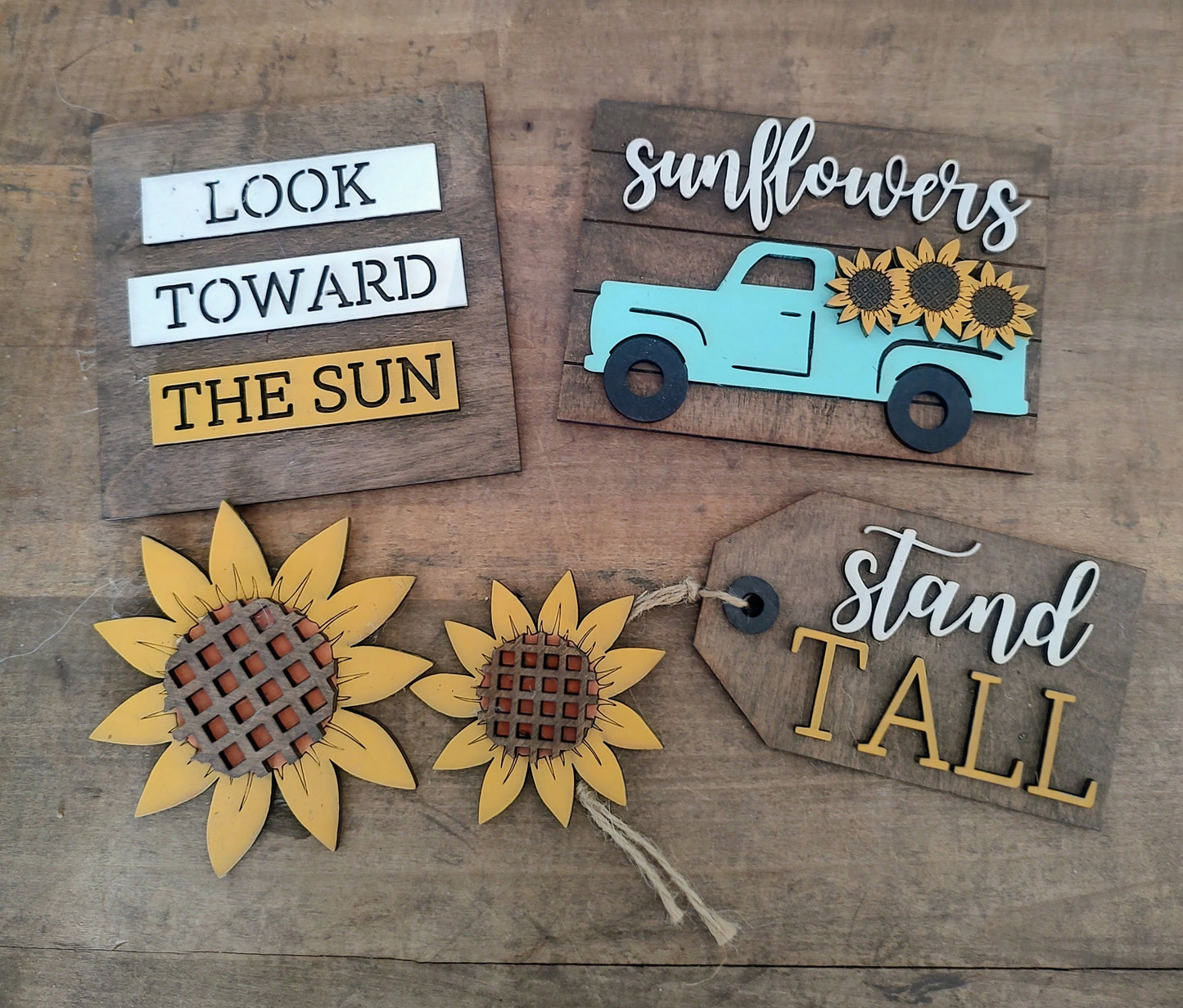 PAINTED Retired Sunflower Tiered Tray Set