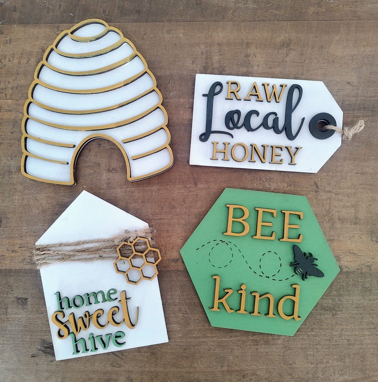 PAINTED Retired Bee Tiered Tray Set