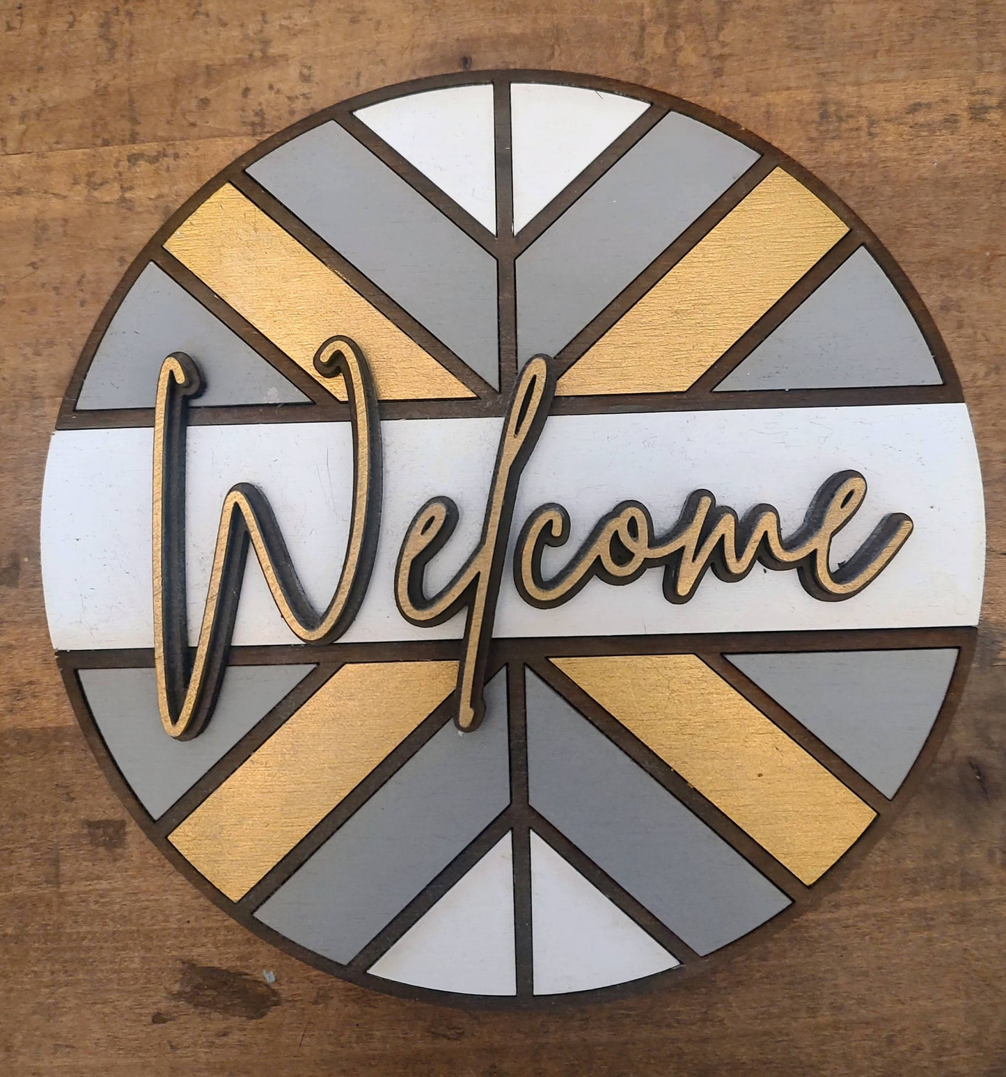 PAINTED Welcome Barn Quilt Round