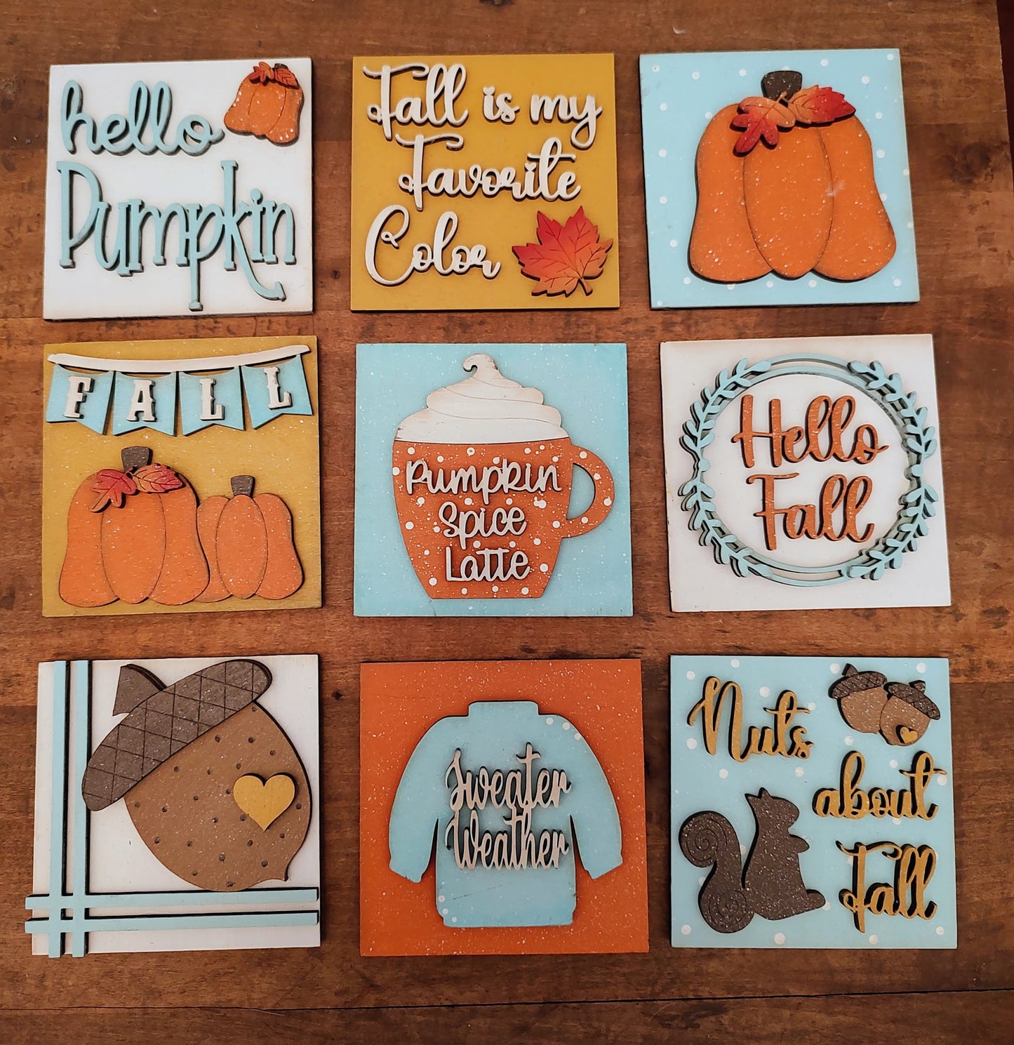 PAINTED Fall Leaning Tower Inserts