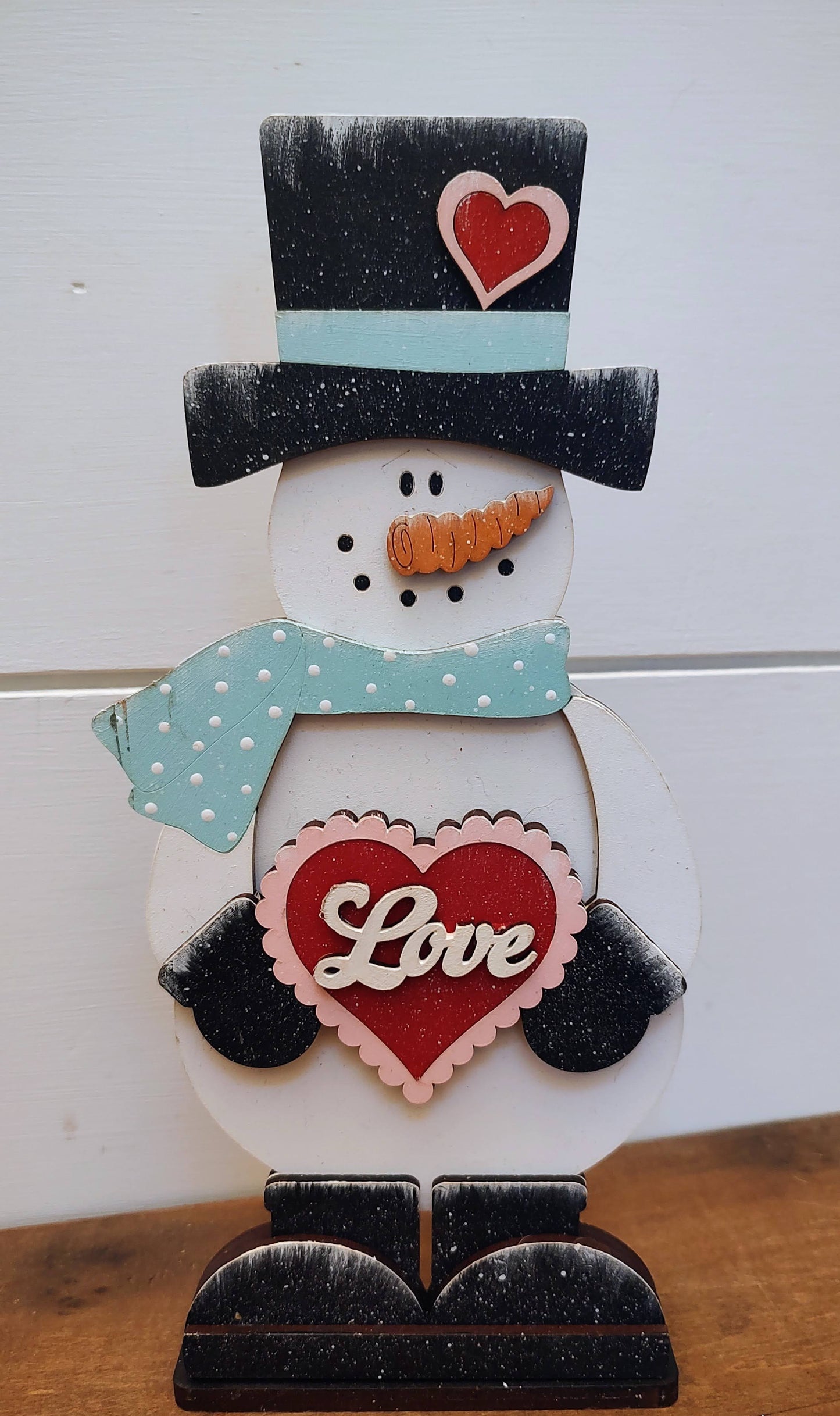 PAINTED Valentine Snowman
