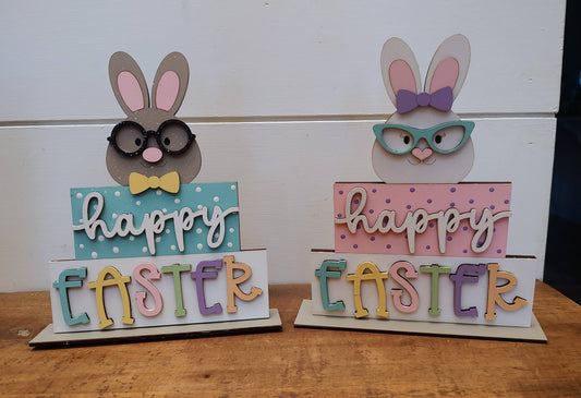 PAINTED Easter Bunny Block Shelf Sitters