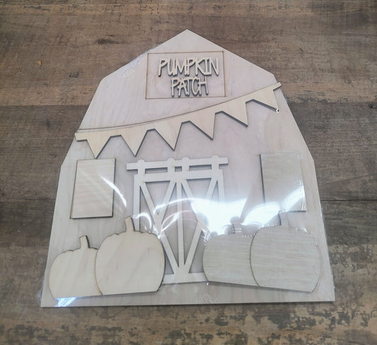 Unpainted Pumpkin Barn with Accessories